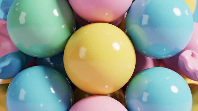 A vibrant stack of pastel candies on a pink and blue background, evoking a sense of fun and playfulness.