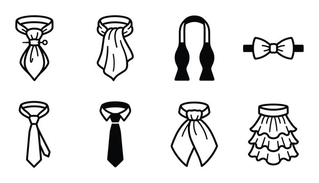 Necktie and cravat accessory collection with elegant bow tie and layered skirt for formal wardrobe