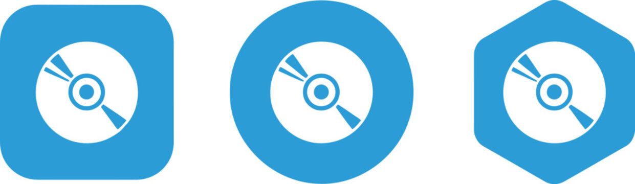 Blue Compact Disc Icon Set &ndash; Modern Flat Design CD Symbols for Technology and Media Applications