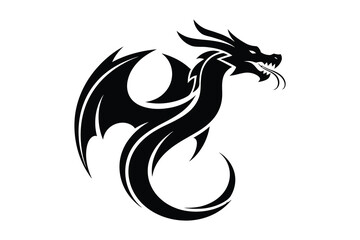 Obraz premium Elegant stylized dragon illustration with intricate curves and sharp lines in profile view