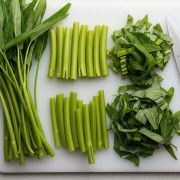 Freshly Prepared Water Spinach For Culinary Creations