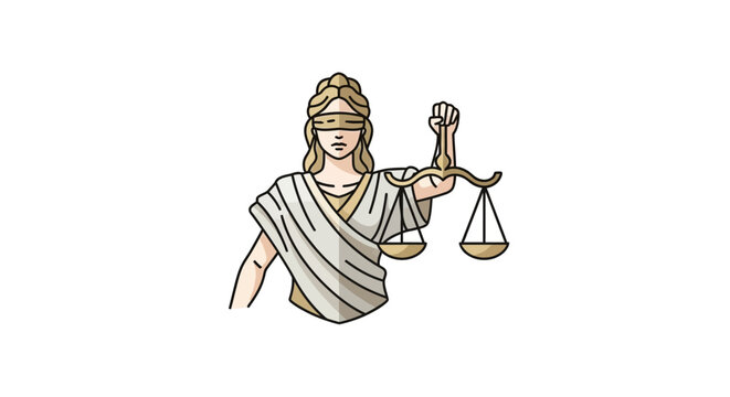 Lady Justice Blindfolded Holding Scales of Justice Symbol of Law and Fairness