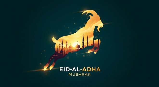 Eid al adha mubarak festive goat silhouette for a joyful eid day celebration