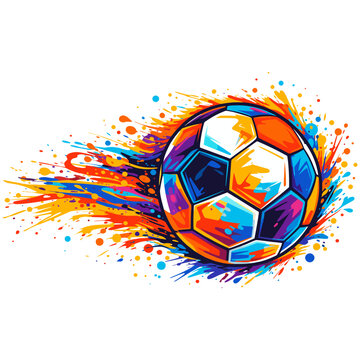 Colorful soccer ball logo with dynamic motion trail vector illustration