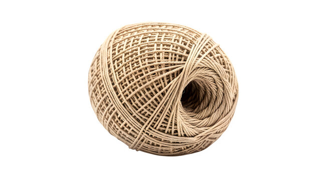 Ball of jute twine isolated on transparent background crafting and binding material