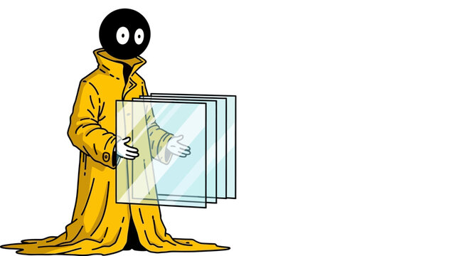 Logistics worker carrying transparent panels vector illustration for delivery service supply chain warehouse operations packaging handling and industrial transport concept