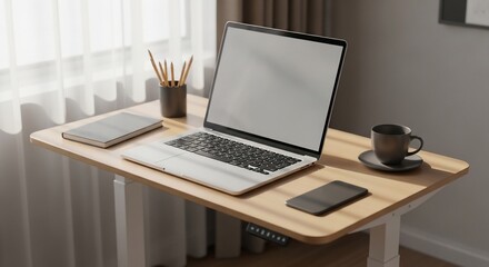 Fototapeta premium Modern home office workspace with laptop.
