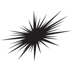 Black starburst explosion vector illustration isolated on white for comic book impact and dynamic graphic design © Zulfa