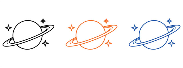 Professional Saturn Planet Icon Set for Space Exploration Astronomy and Science Galaxy Concept Vector Illustration. © akram