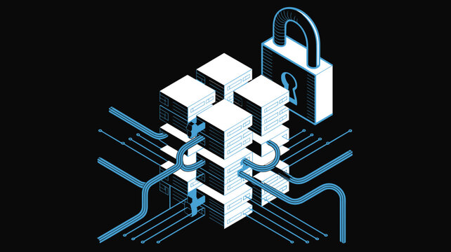 Abstract server tower icon with glowing circuit lines - for data center design