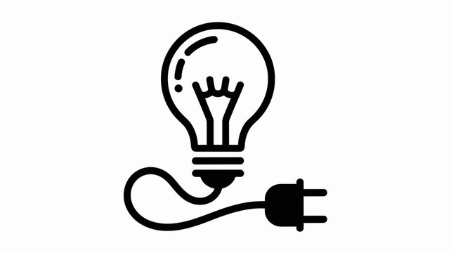 Vector bulb icon with electrical plug tail - for power solution design