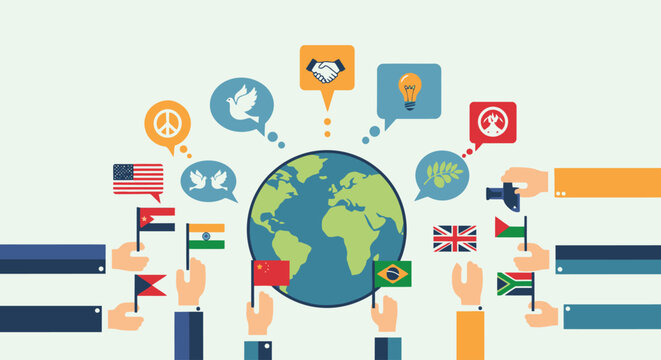 Global Communication and Social Media Concept