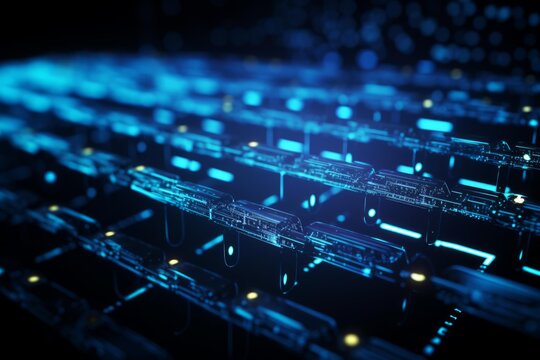 Abstract digital blockchain technology creating a secure and interconnected data network