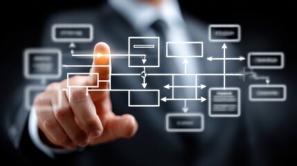 Obraz premium Dynamic workflow optimization strategy corporate office infographic illustration professional environment close-up view innovative concept