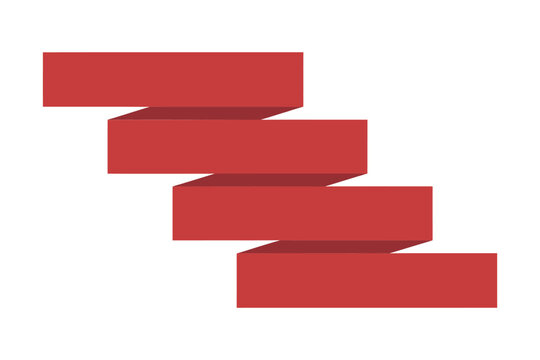A simple graphic depiction of four cascading red rectangles resembling steps