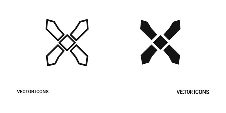 Comparison of simple and bold close or cancel vector icons designs