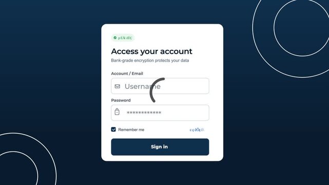 Animated Login Form Interface for Secure Account Access