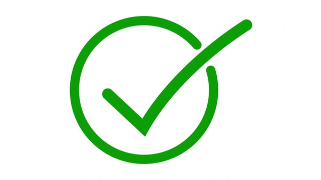 Animated green checkmark in circle, success and approval motion animation