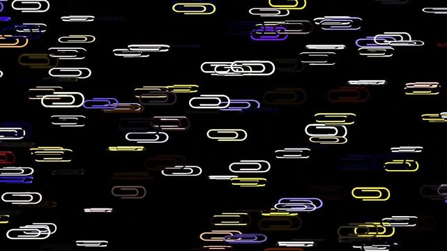 10-seconds falling rolling paperclips animation black-background screensaver stationery visualizer