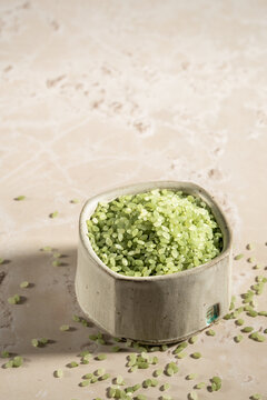 Jade rice, bamboo infused in a small bowl 