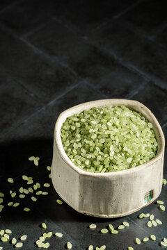 Jade rice, bamboo infused in a small bowl 