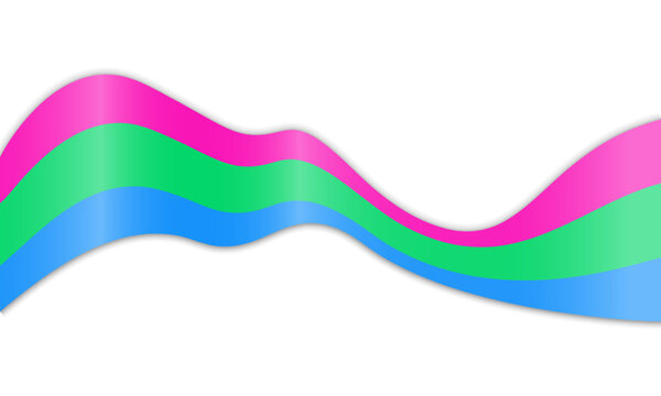 Polysexual flag waving, isolated on white background. Symbol of the polysexual community and LGBTQ. Vibrant colors, clean design