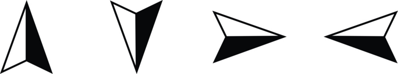 nautical compass navigation icon set. Perfect for marine, sailing, travel themes travel, exploration,. black symbols . From simple arrows to complex geometric patterns, find your direction vector © Nazeeran