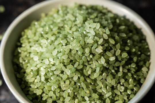 Jade rice, bamboo infused in a small bowl 