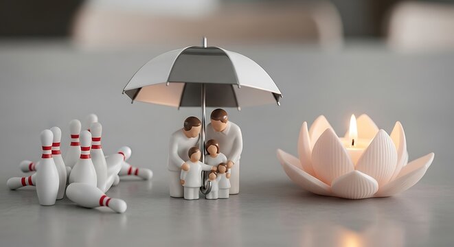 Doctor Protecting Children Under Umbrella Symbolizing Healthcare and Safety
