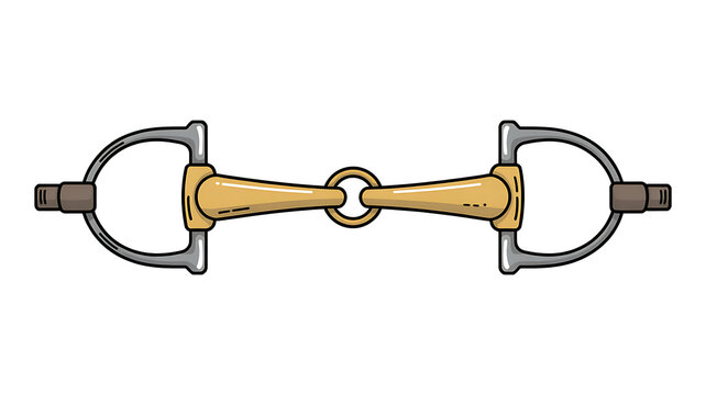 Horse bit metal mouthpiece for equestrian riding gear equipment vector illustration on transparent