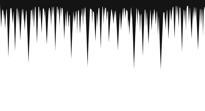 Abstract black icicle pattern on white background frozen drips and icicles texture
