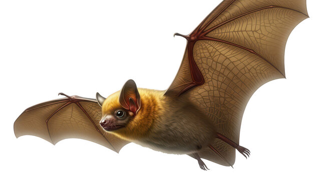 Fruit bat flying with open wings isolated on transparent background representing wildlife conservation and nocturnal mammal biology for educational projects or scientific illustration.
