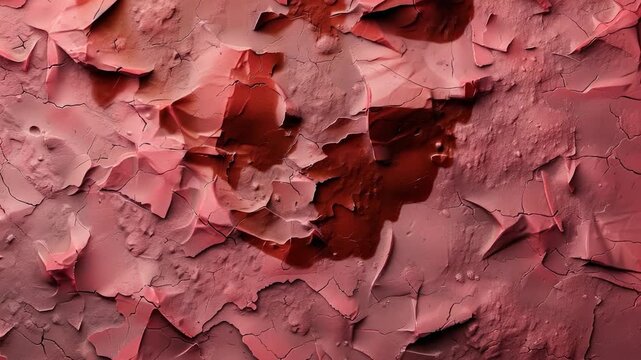 Video A close-up shot of a red wall with peeling paint, ideal for use in designs about decay or neglect