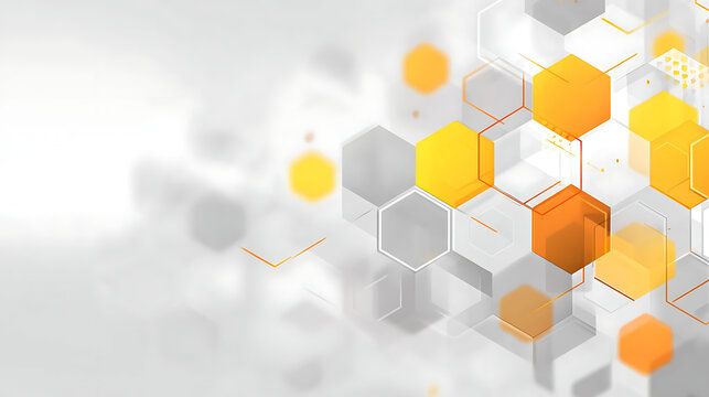 Gold Hexagon Abstract Futuristic Technology Geometric Pattern Background