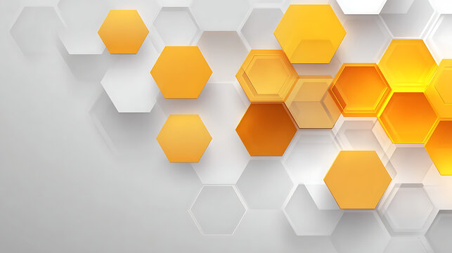 Gold Hexagon Abstract Futuristic Geometric Pattern with White Minimal Design Background