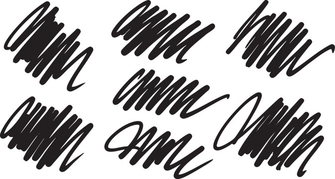 Hand drawn scribble lines and strokes in black color on white background