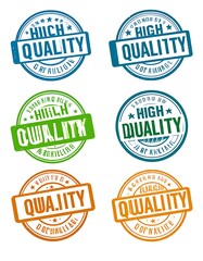 Obraz premium Colorful circular stamps. The stamps, in varying shades, read 