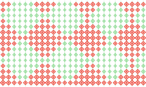 Vibrant red and green diamond pattern on transparent background