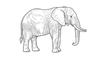 Fototapeta premium Detailed line drawing of an elephant.