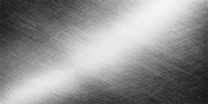 A polished silver chrome plate features a shiny brushed metal texture with a light gray stainless steel pattern on a metallic industrial surface material backdrop