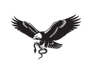 Fototapeta premium Eagle silhouette, Eagle on mountain, Eagle hunting vector illustration graphic design icon pack collection
