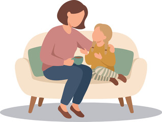 Mother Talking To Daughter On Sofa
