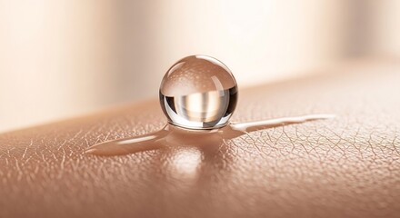 Obraz premium Close-up Macro Shot of a Water Droplet on Human Skin Surface.