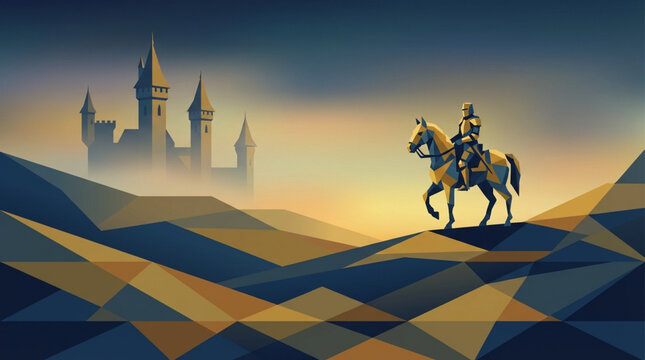 Man riding horse on sandy hill.