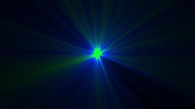 Blue and green light burst rays loop animation, abstract energy explosion motion background