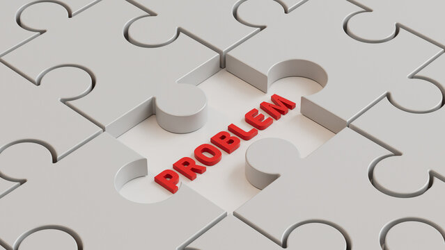 Problem in Puzzle. Folded white puzzle with Problem text looking for Solution.