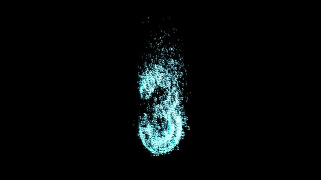 Water bubbles number three animation on transparent background

Blue water bubbles forming number three animation isolated with alpha channel for compositing
