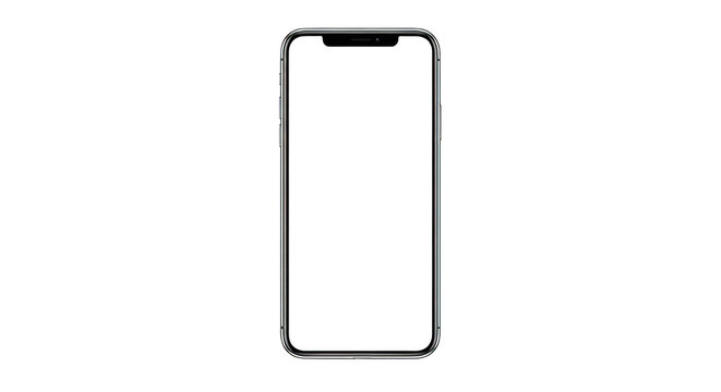 Empty smartphone screen, modern mobile phone outline with notch and no display, slim bezel design, communication and technology device, studio isolated.