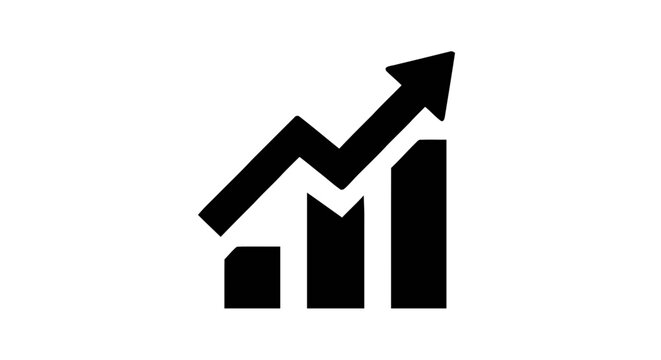 Vector illustration&nbsp;of business growth icon with bar chart and upward arrow on a transparent background