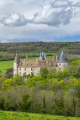 Fototapeta premium Chateau de La Rochepot in spring, Bourgogne Franche Comte, France